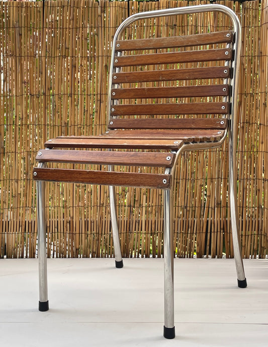 Franse bistrostoelen stapelbaar (set van 4) - chroom en hout