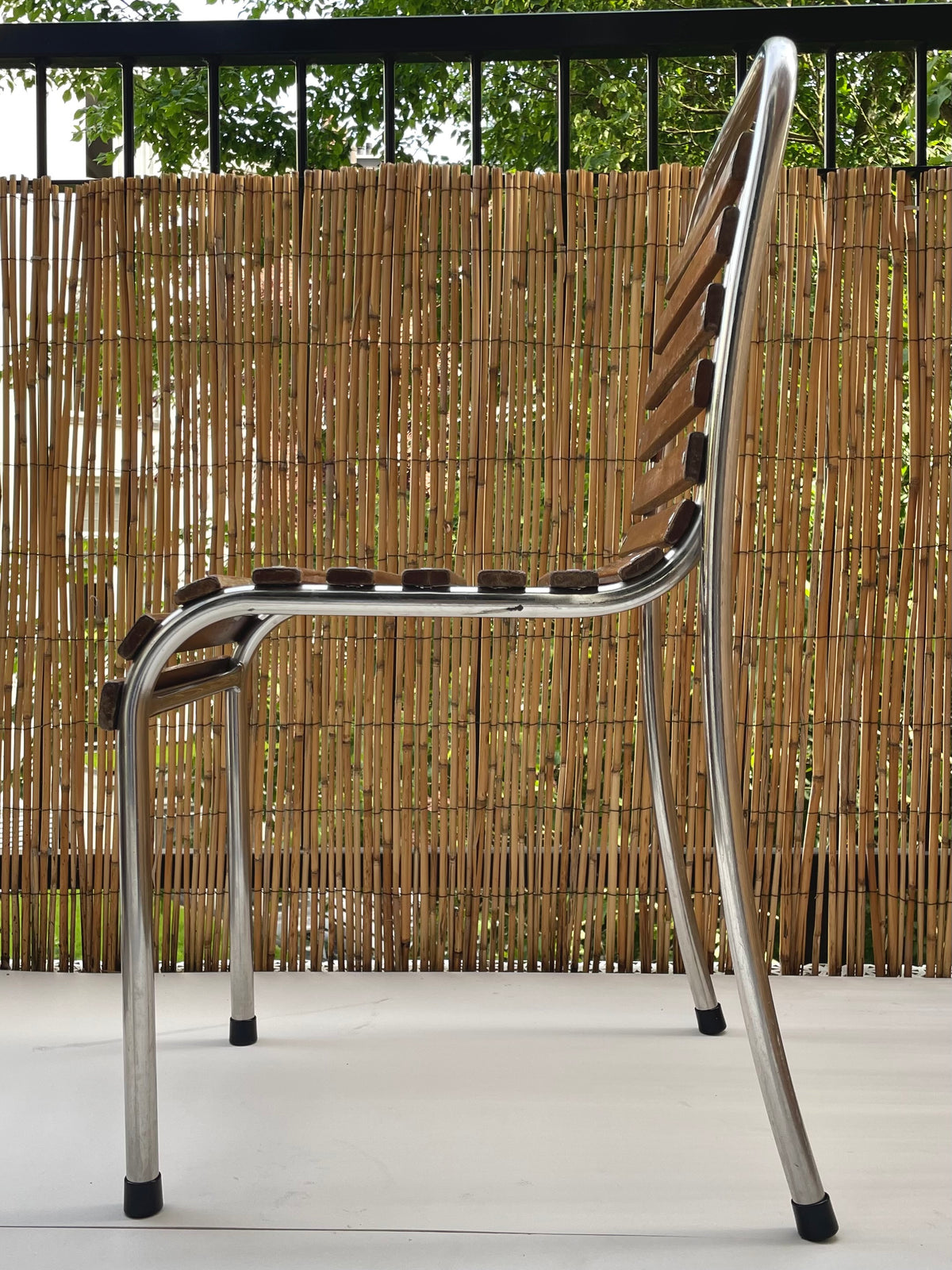 Franse bistrostoelen stapelbaar (set van 4) - chroom en hout