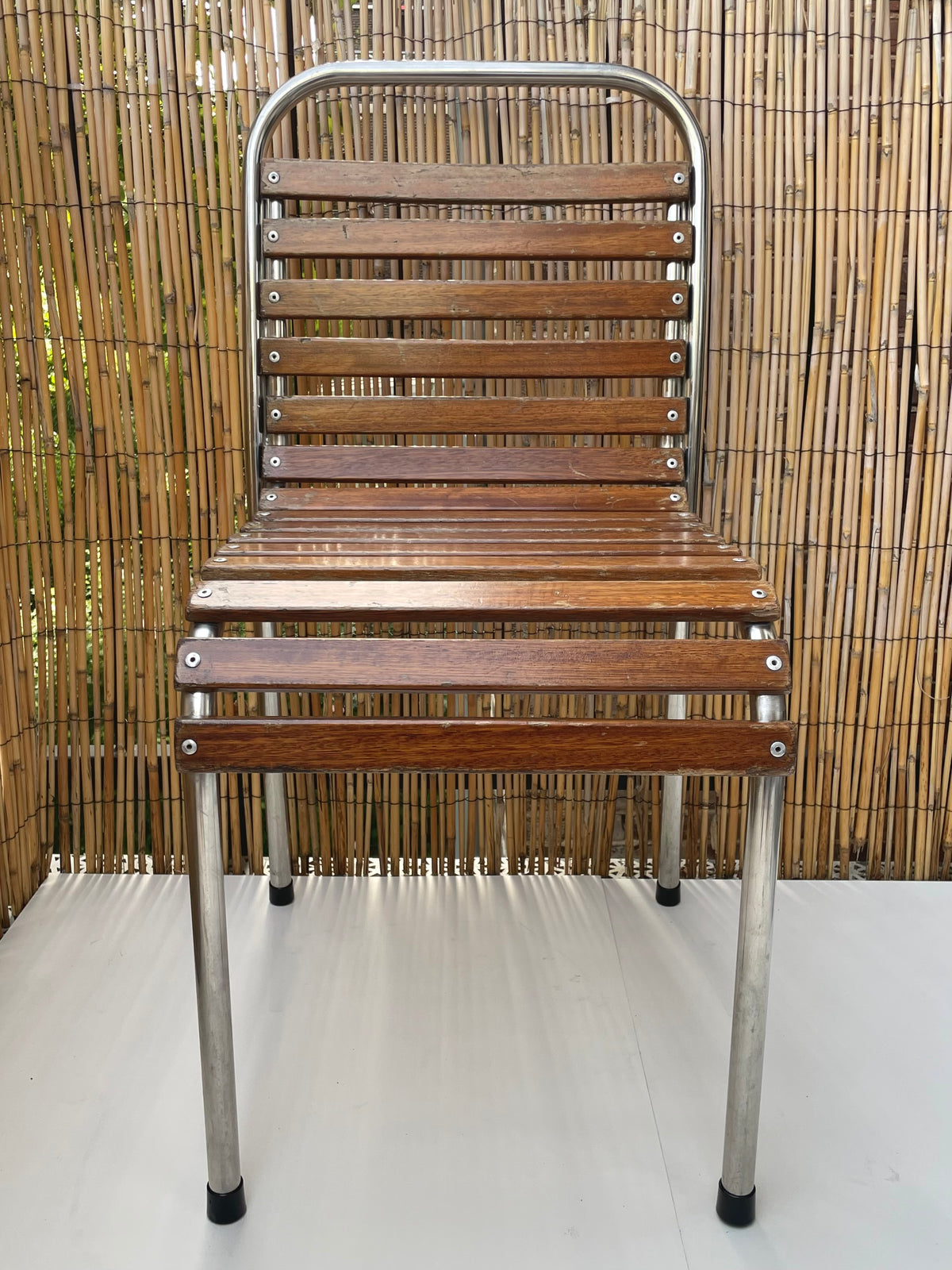 Franse bistrostoelen stapelbaar (set van 4) - chroom en hout
