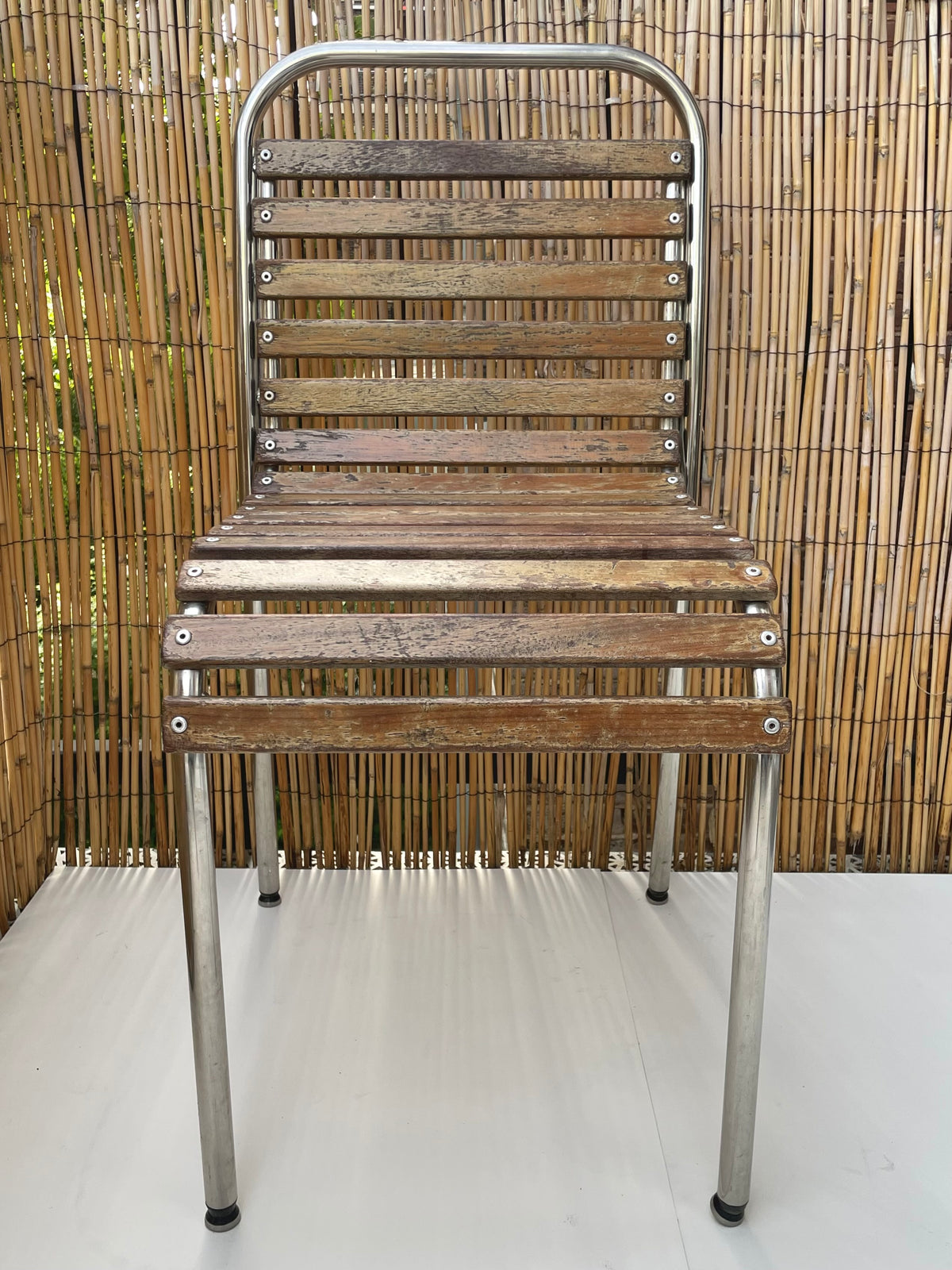 Franse bistrostoelen stapelbaar (set van 4) - chroom en hout