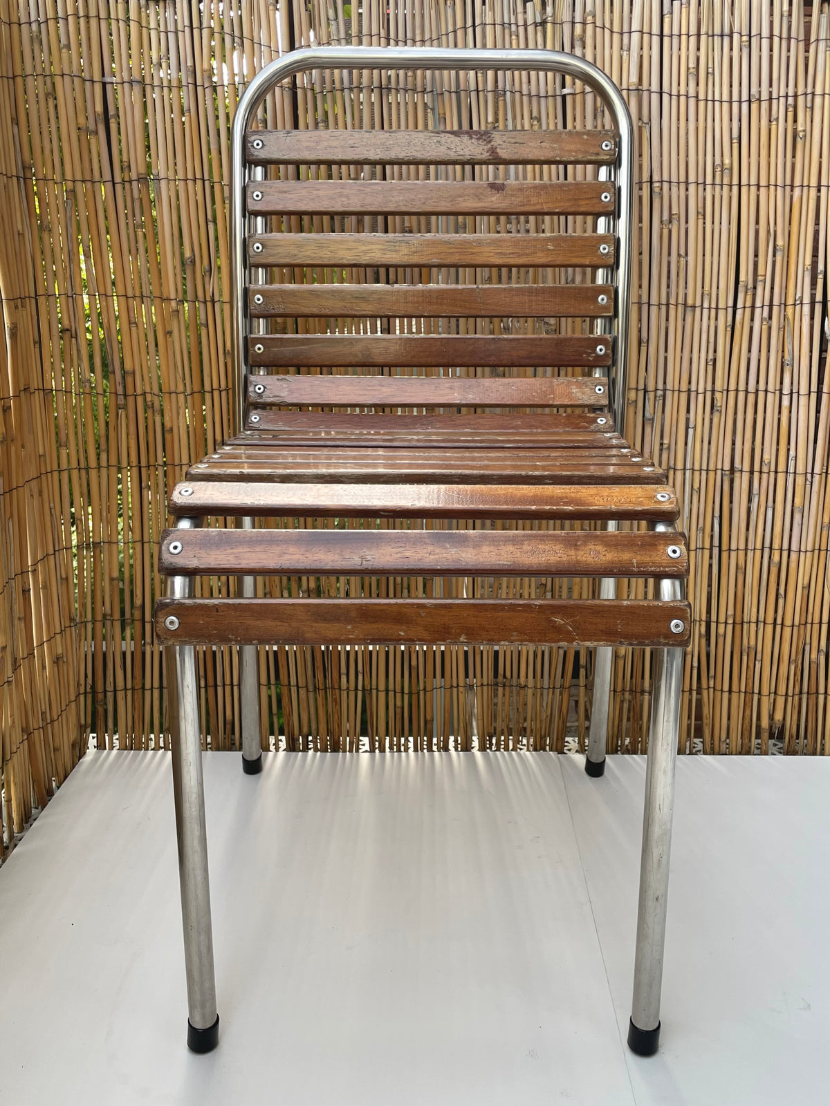 Franse bistrostoelen stapelbaar (set van 4) - chroom en hout