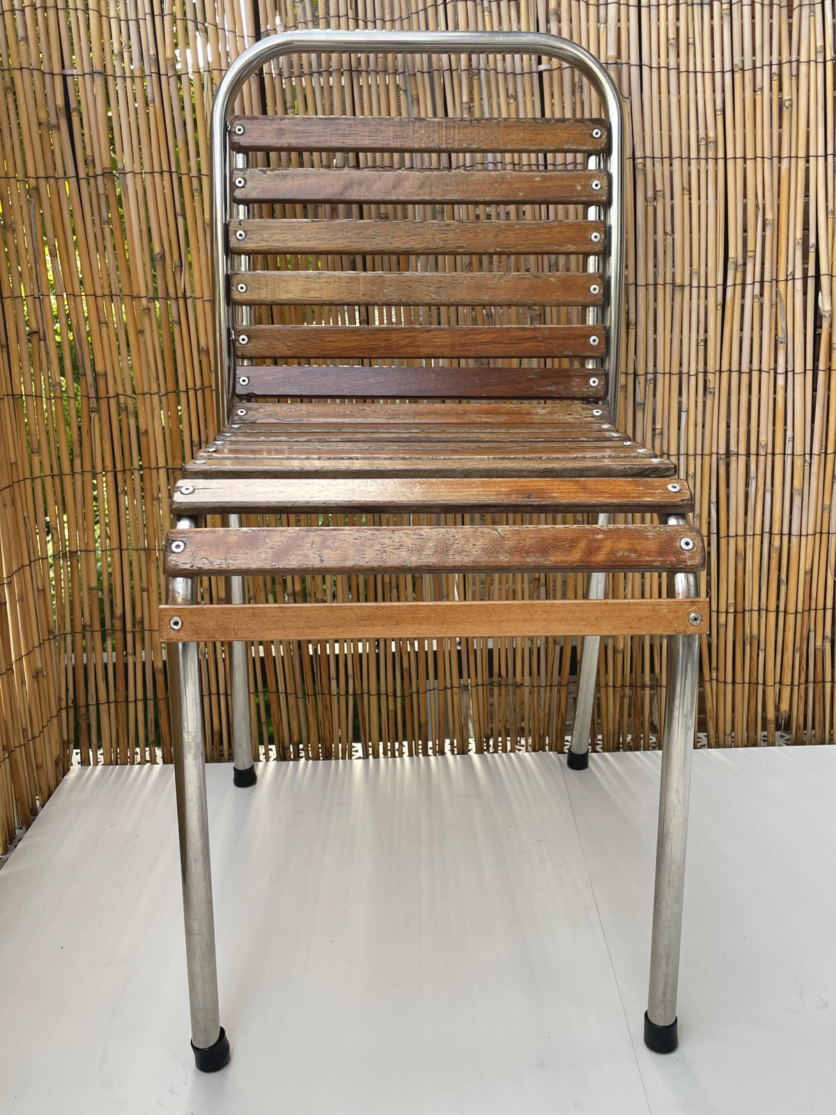 Franse bistrostoelen stapelbaar (set van 4) - chroom en hout